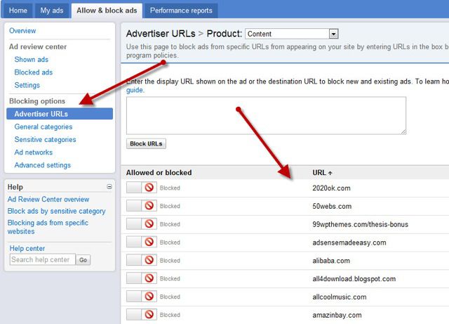 Adsense Blacklist URL’s :