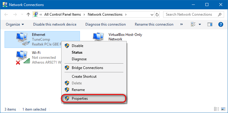 Network-Connection-properties