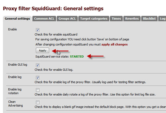 Configuring SquidGuard Filtering