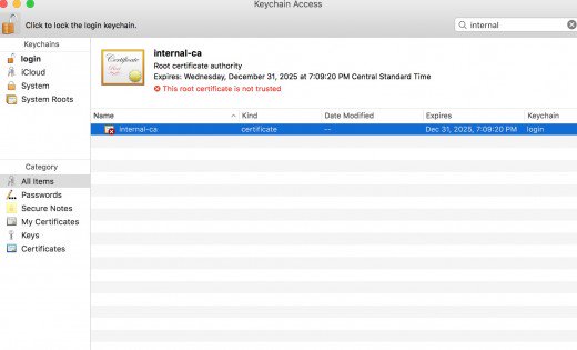 Imported a CA certificate in Mac OS X