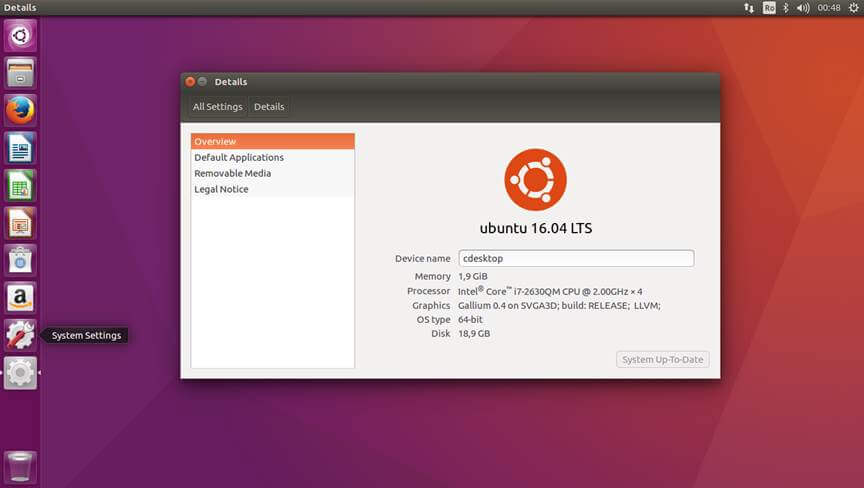 Verify Ubuntu 16.04 Version form System Setting