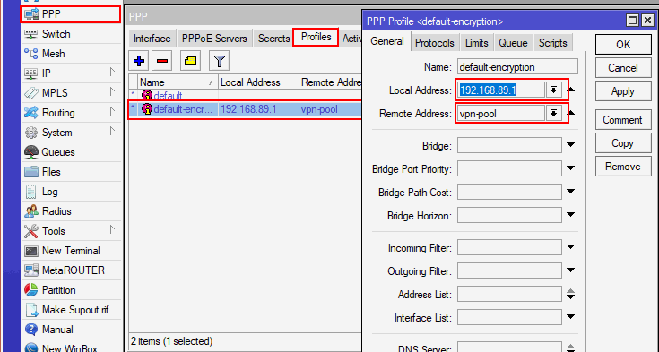 PPP Profile & IP Pool