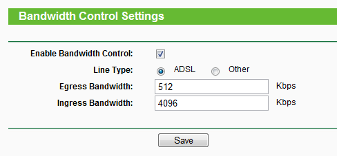 Bandwidth Control Settings