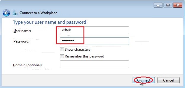 VPN username/password